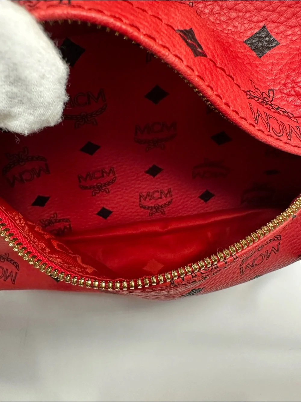 MCM Choral Logo-Print Backpack with Gold & Silver Studs
